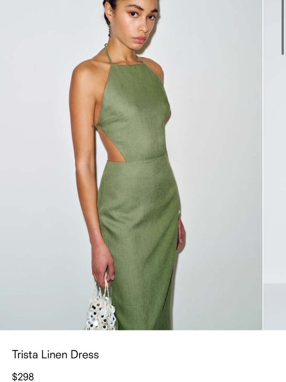 Reformation Trista Linen Halter Dress - Olive